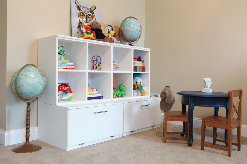 white toy storage unit