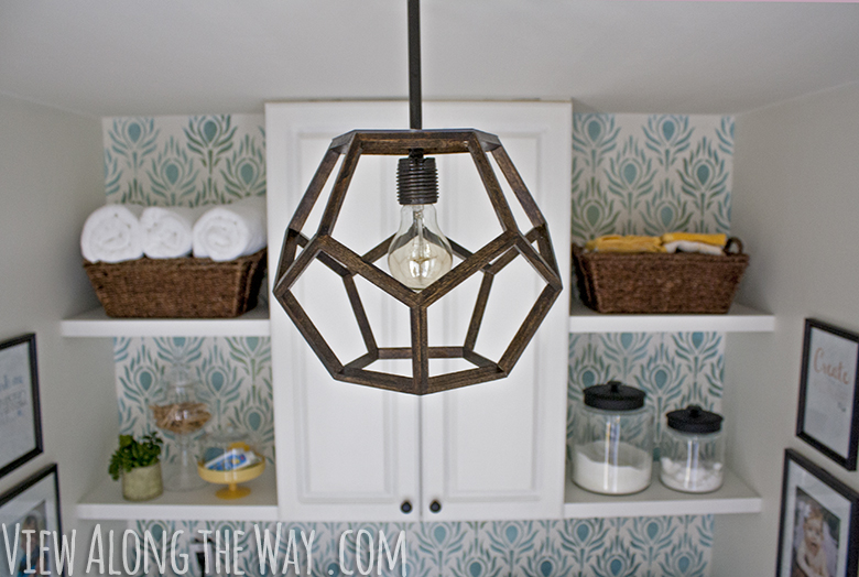 DIY geometric light made to look like an expensive Ralph Lauren light!