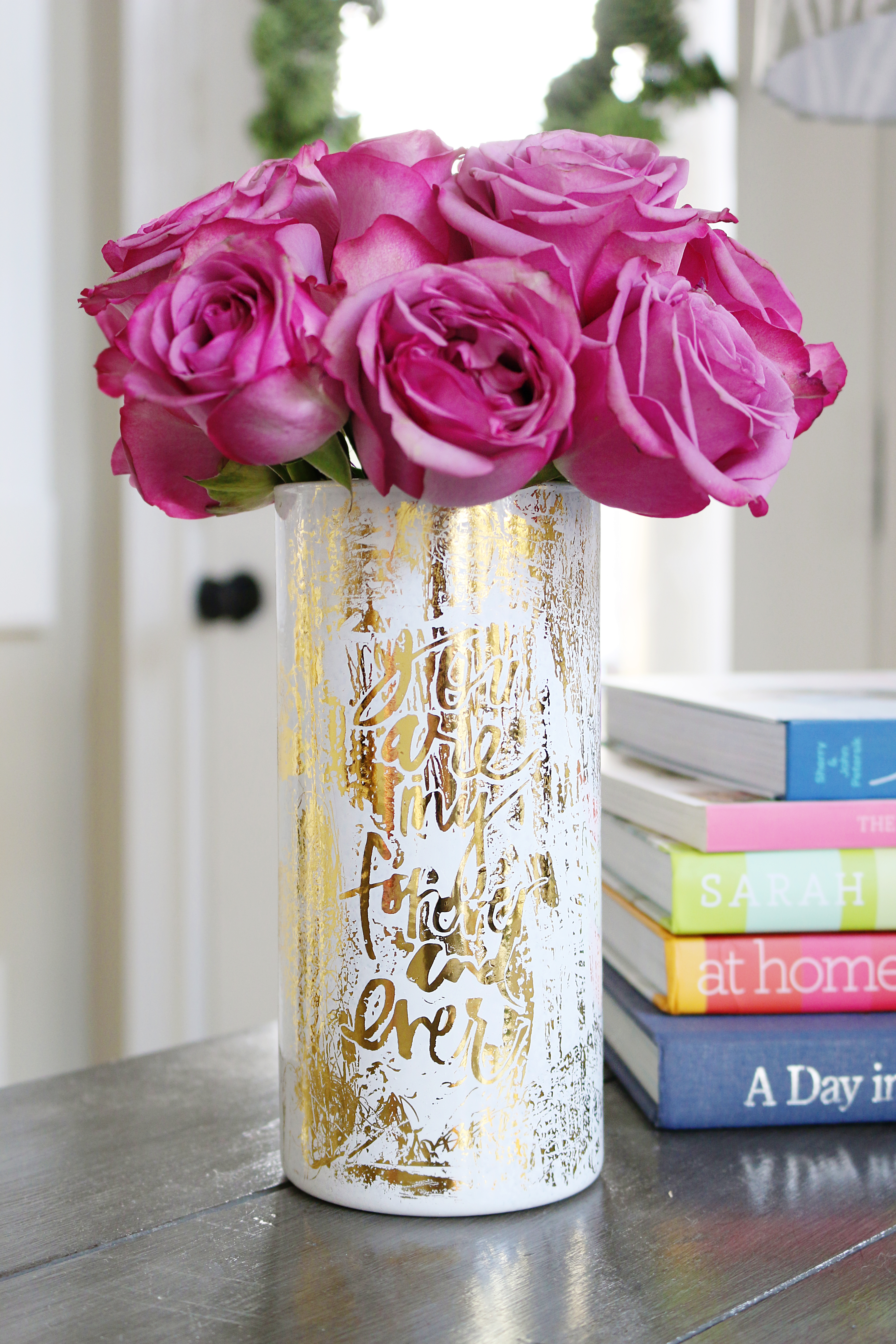 Gold Foiled Verbiage Vase
