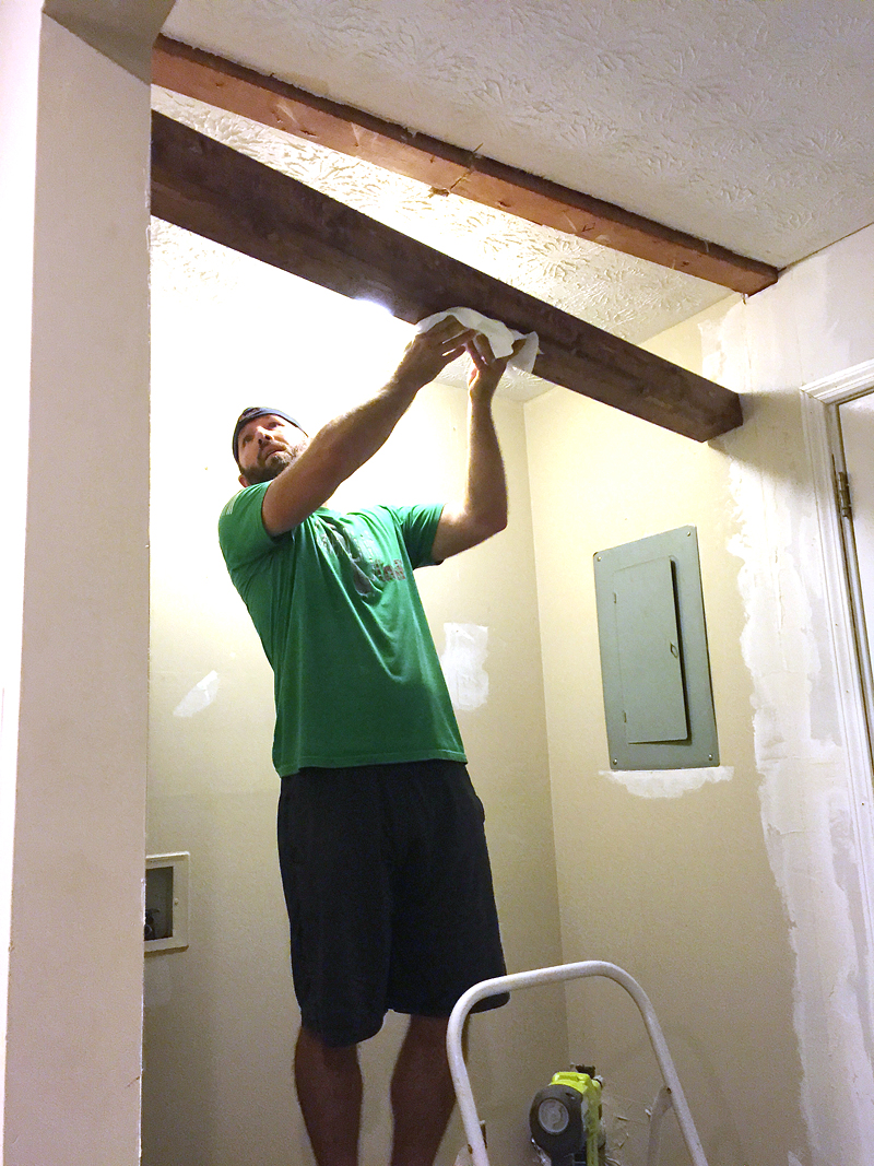 How To Diy A Faux Wooden Ceiling Beam Bower Power