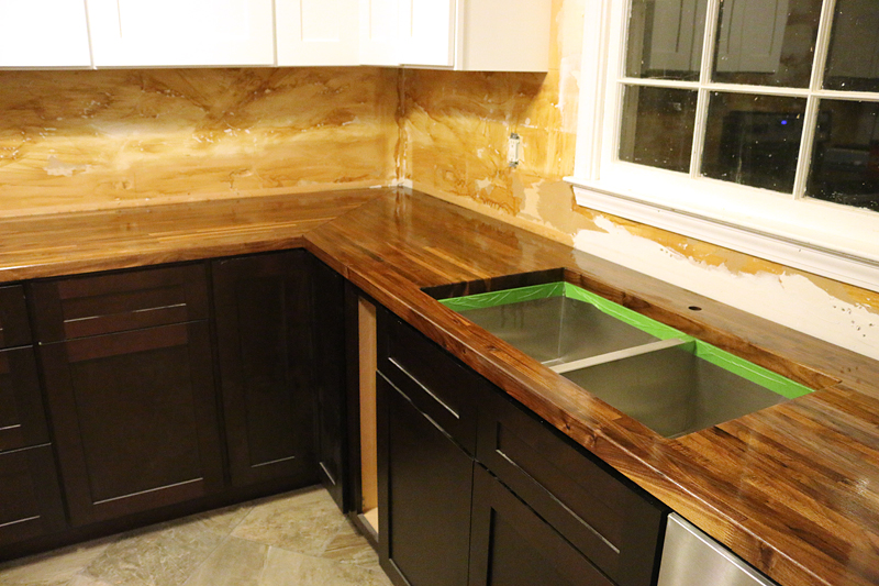 Wide Plank Teak Countertop with Undermount Sink