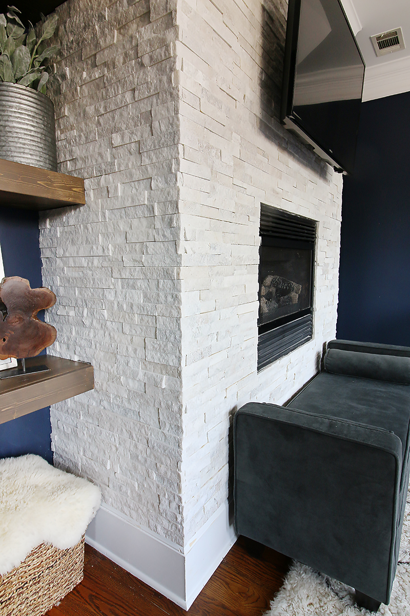 Stacked Stone Fireplace Surround - Bower Power