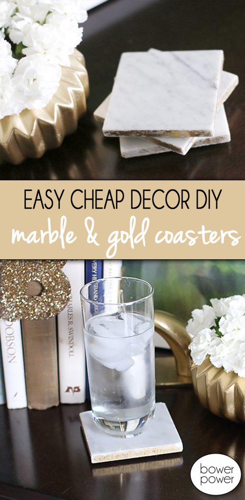 Gold Marble Coasters DIY - Bower Power