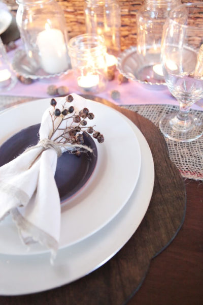 Thanksgiving Purple & Green Tablesetting