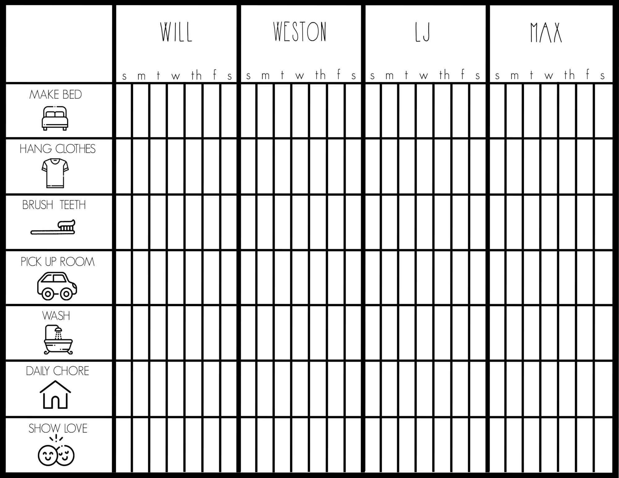 Sample Chore Chart