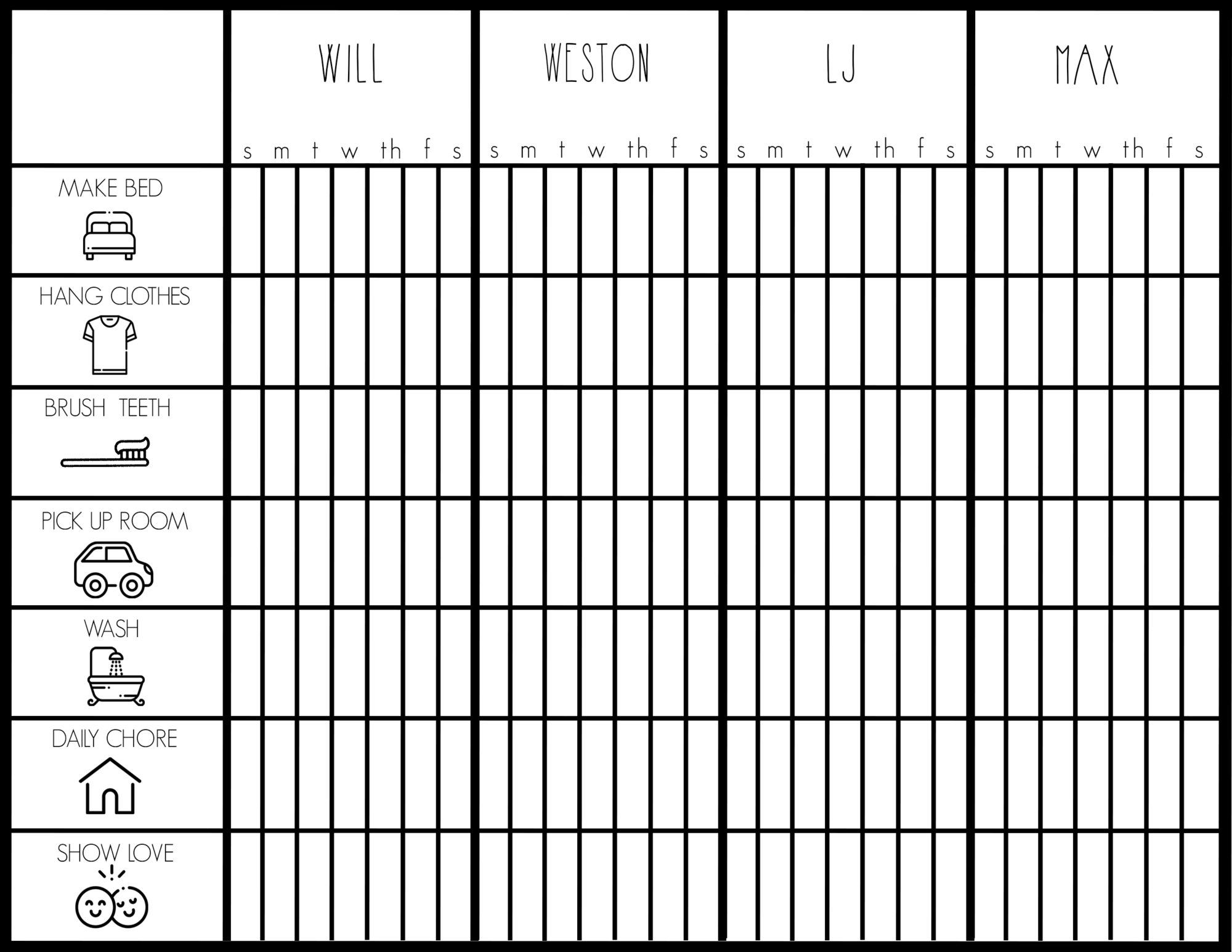 Chore Chart For Electronic Time